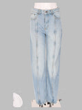 Jeans Dritto In Denim Con Zip