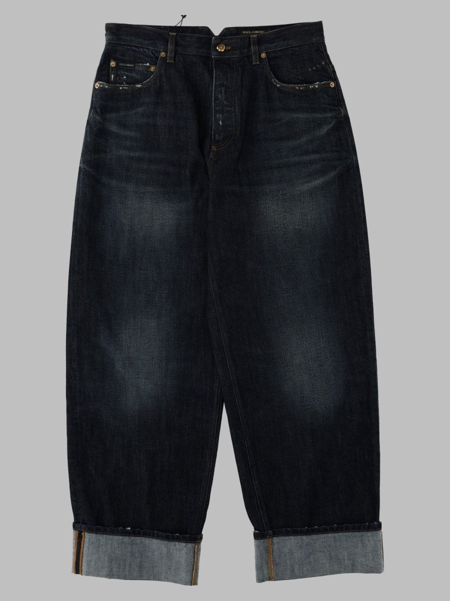 Jeans In Denim Con Logo Ricamato