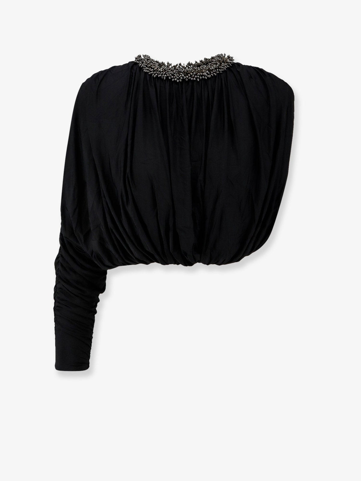Jerset top with asymmetric sleeves