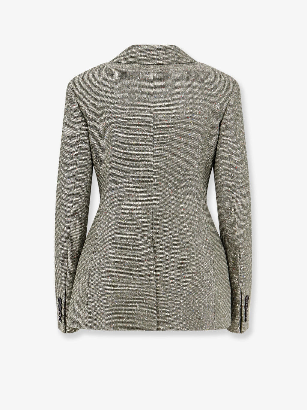 Khaki Donegal tweed blazer with multicolored sequins embroidery 2