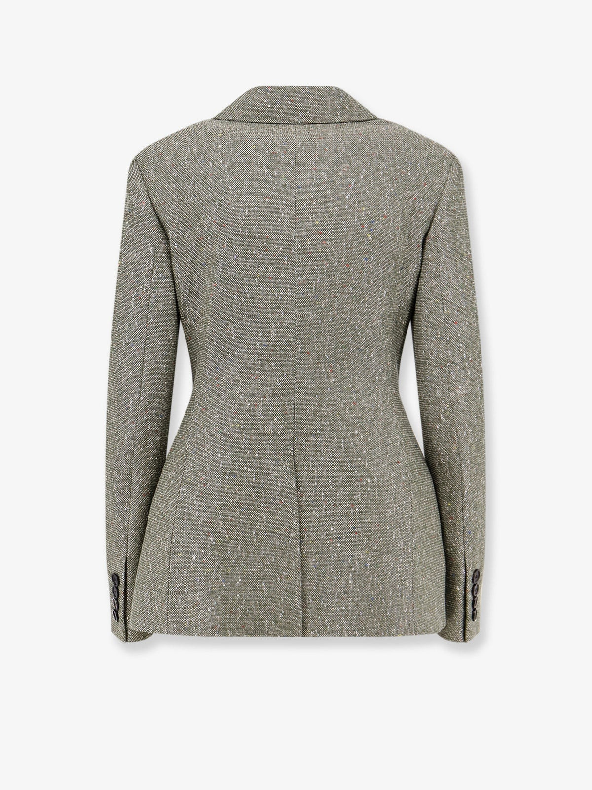 Khaki Donegal tweed blazer with multicolored sequins embroidery 2