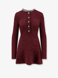 Knitted bordeaux dress with Jewel details