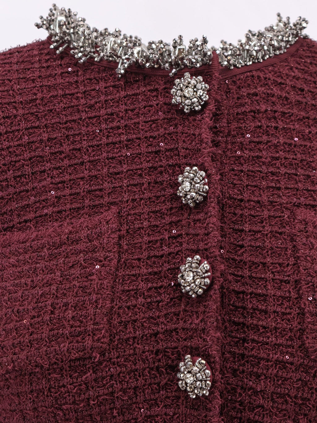 Knitted bordeaux dress with Jewel details 3