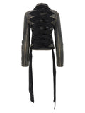 'Lace Up' denim jacket 2