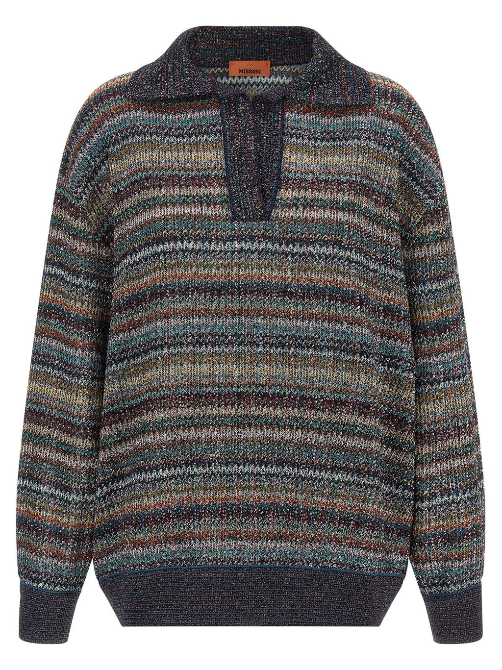 Lamé yarn polo shirt