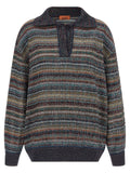 Lamé yarn polo shirt