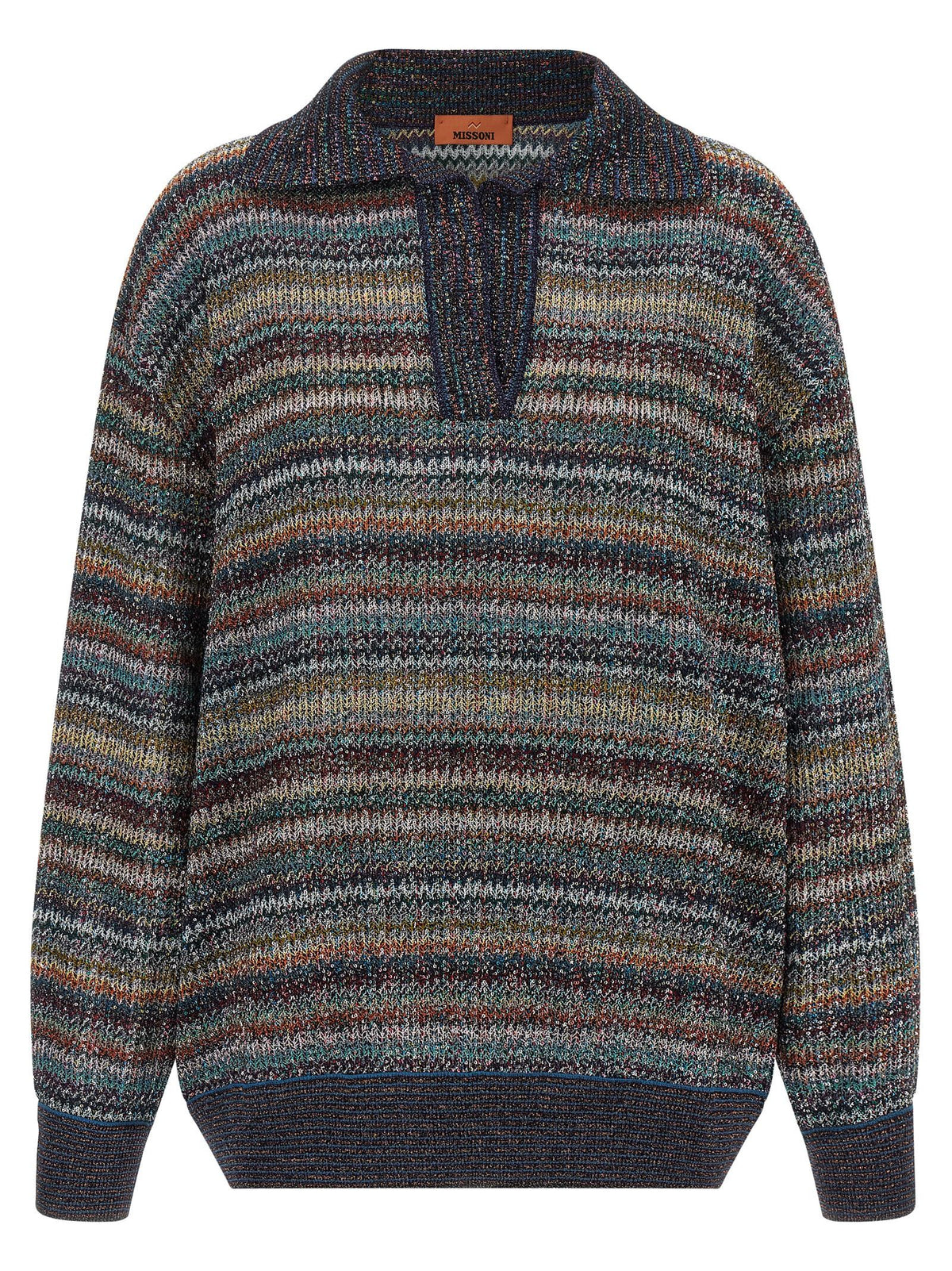 Lamé yarn polo shirt
