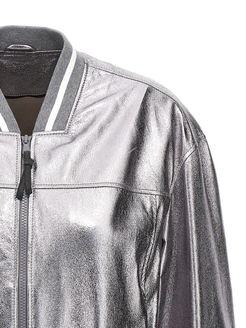 Laminated leather bomber jacket 3