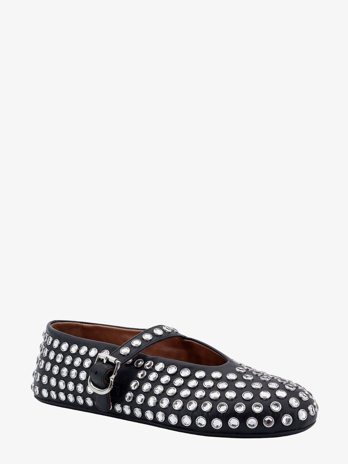Leather ballet flats with rhinestones 3