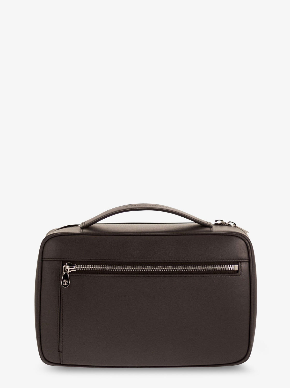 Leather beauty case with metal logo detail 2