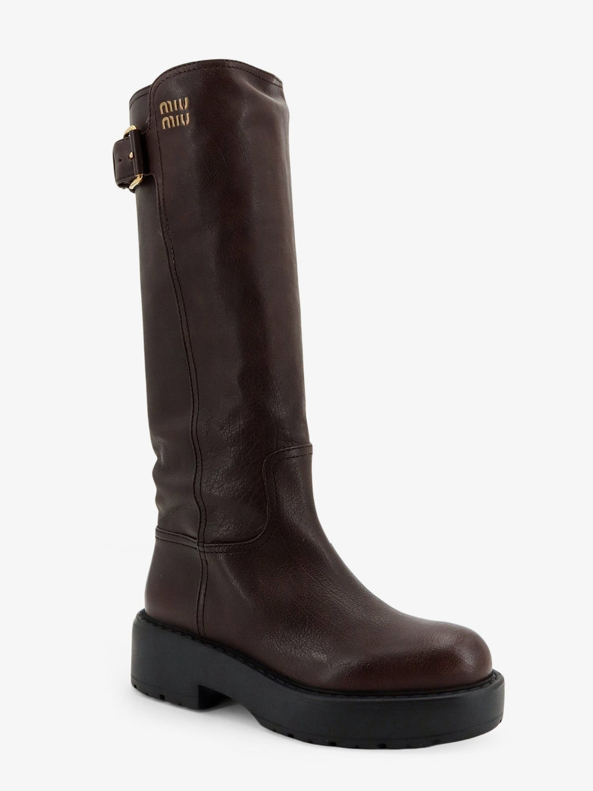 Leather boots with embossed lettering logo 2