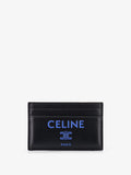 Leather card holder with front logo print
