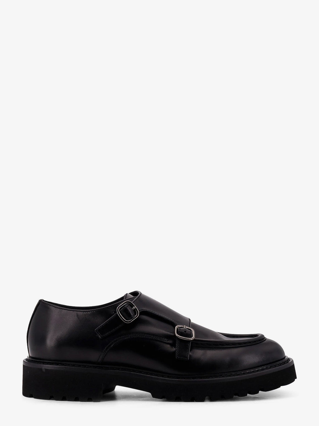 Leather double buckle loafers