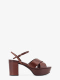 Leather heeled sandals with engraved logo on the side