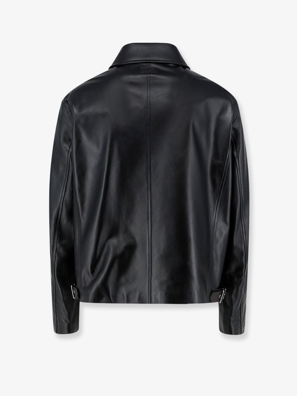 Leather jacket with back logo patch 2