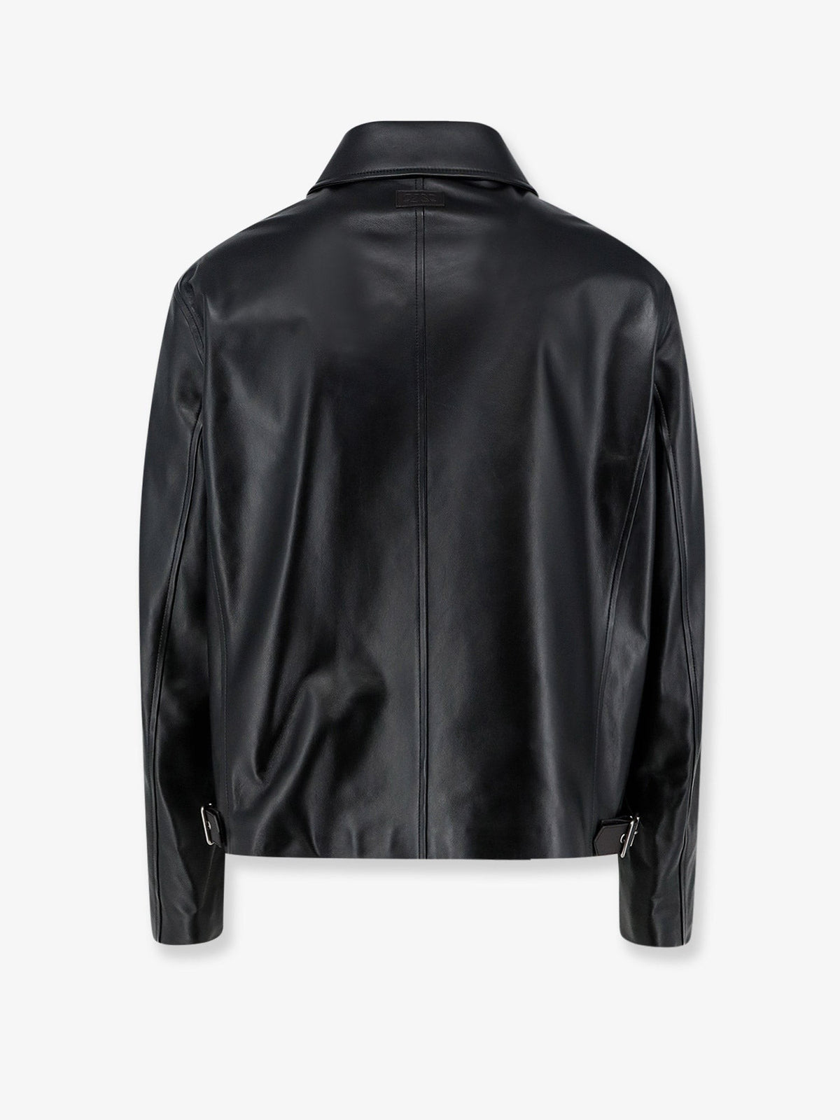 Leather jacket with back logo patch 2