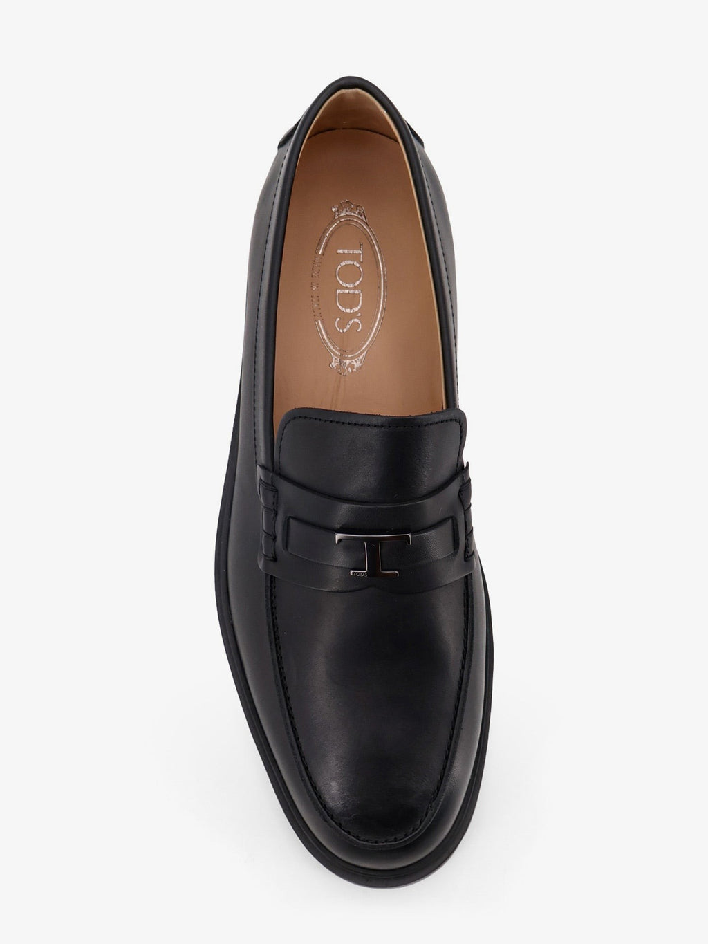 Leather loafers with metal logo 5