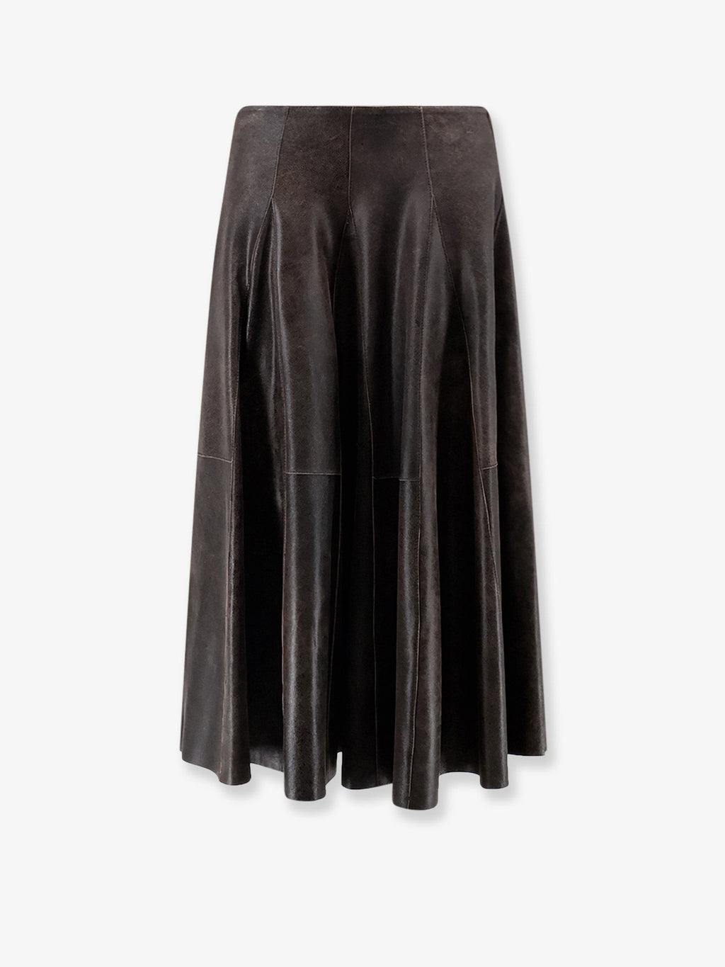 Leather midi skirt