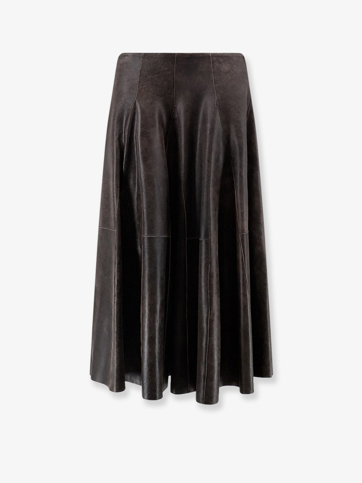 Leather midi skirt