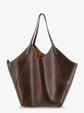Leather shopping bag with side Monili detail