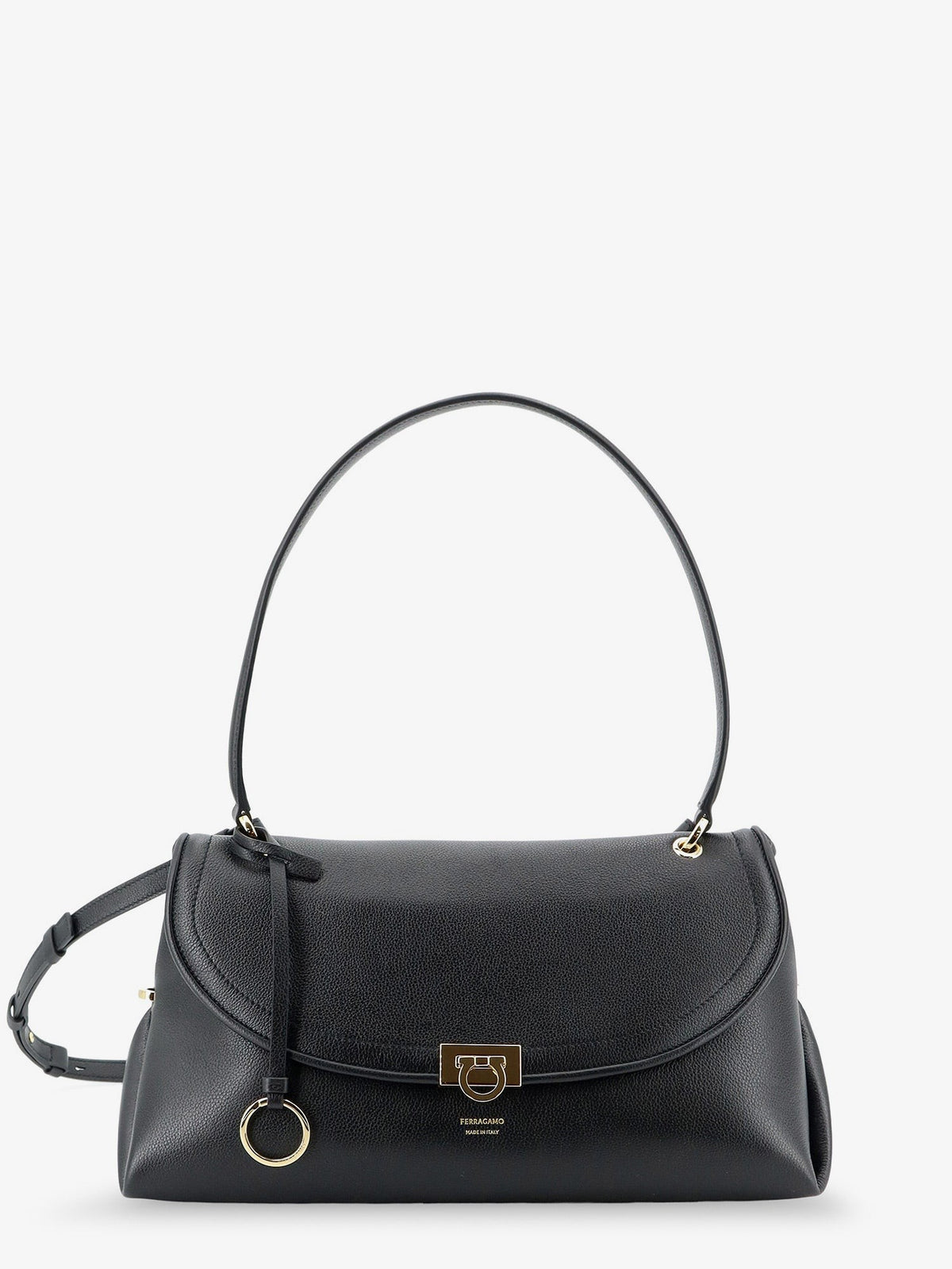 Leather shoulder bag with Gancini detail