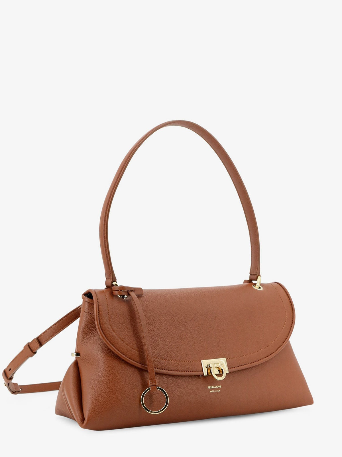 Leather shoulder bag with Gancini detail 3