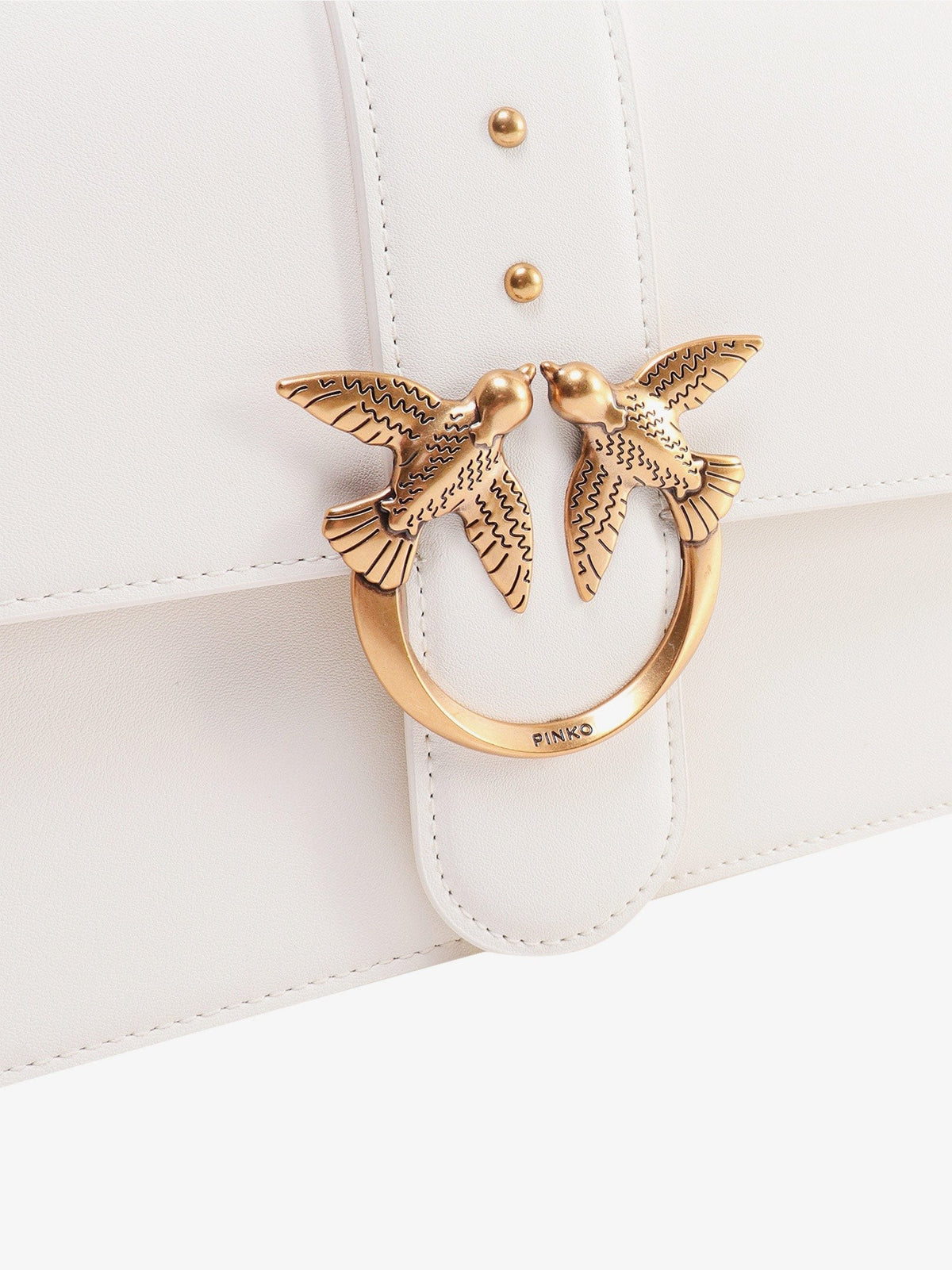 Leather shoulder bag with love birds buckle 5
