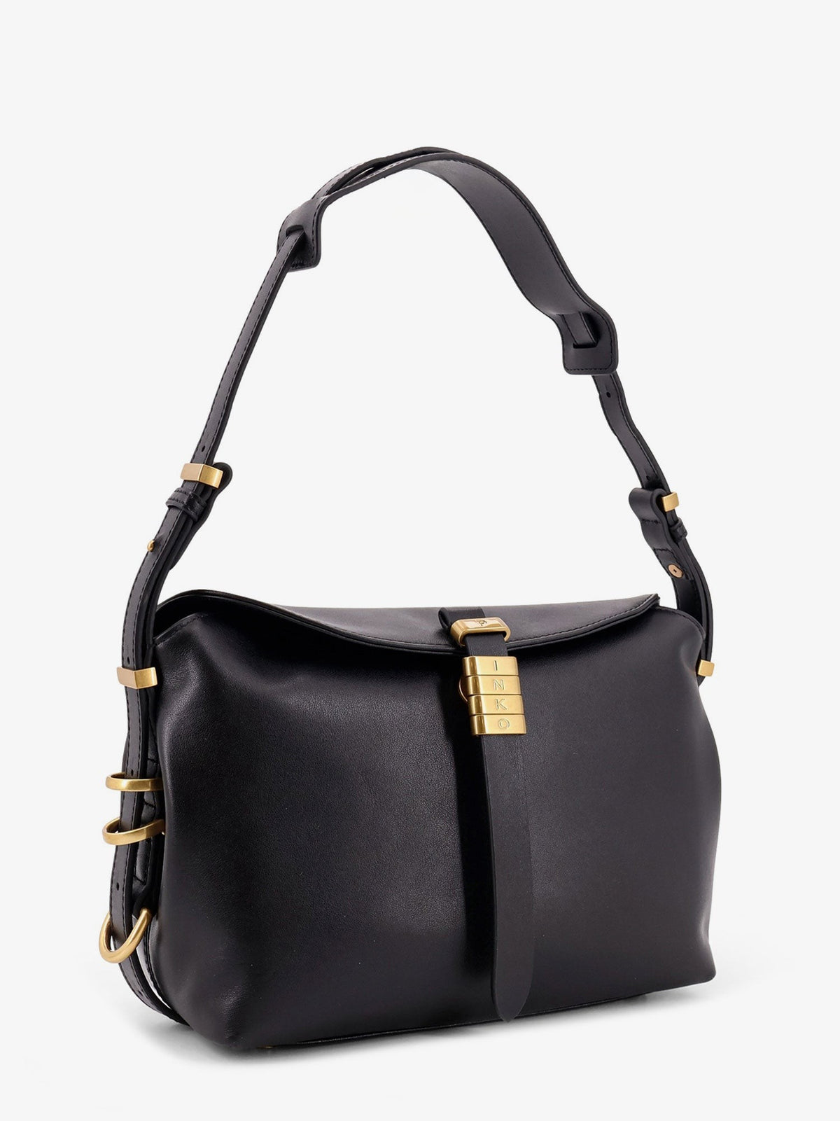 Leather shoulder bag with metal logo detail 3