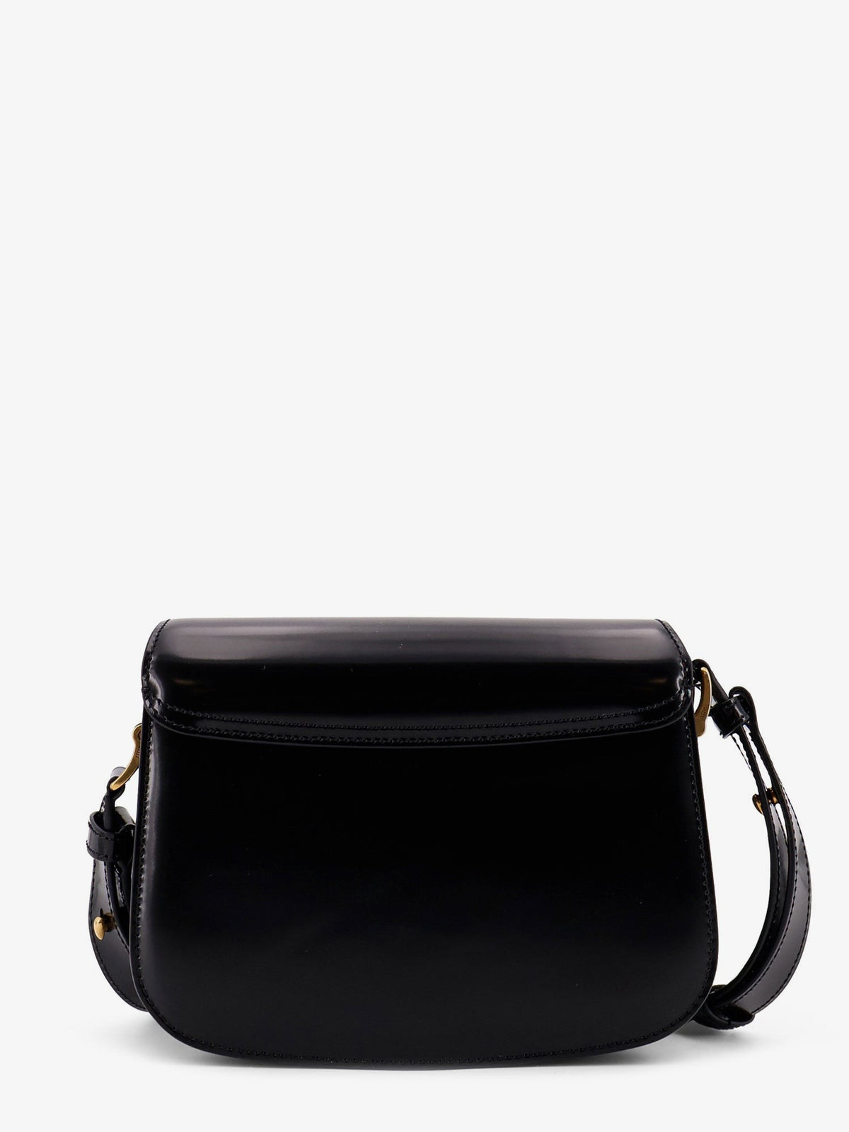 Leather shoulder bag with metal logo on the front 2