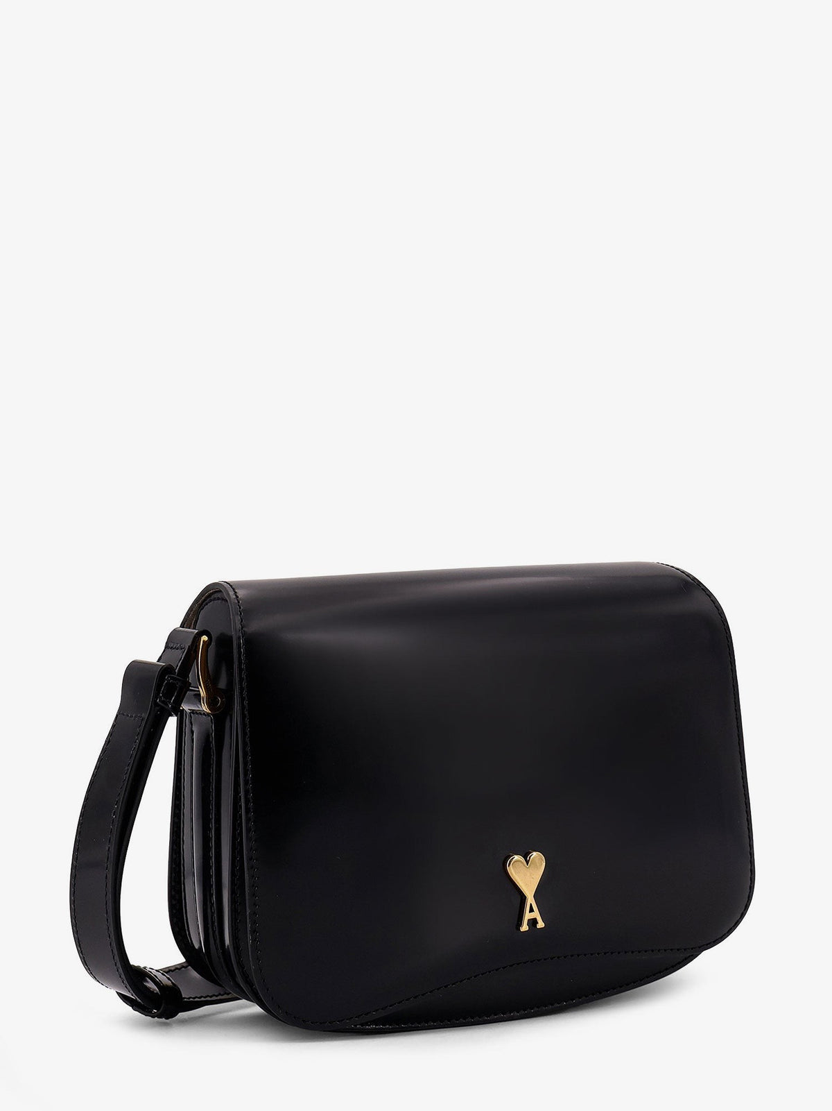 Leather shoulder bag with metal logo on the front 3