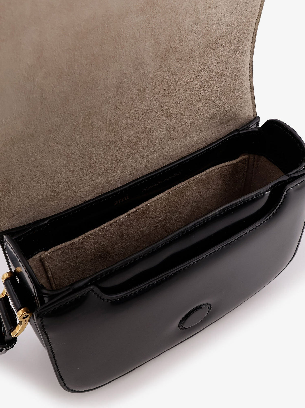 Leather shoulder bag with metal logo on the front 4