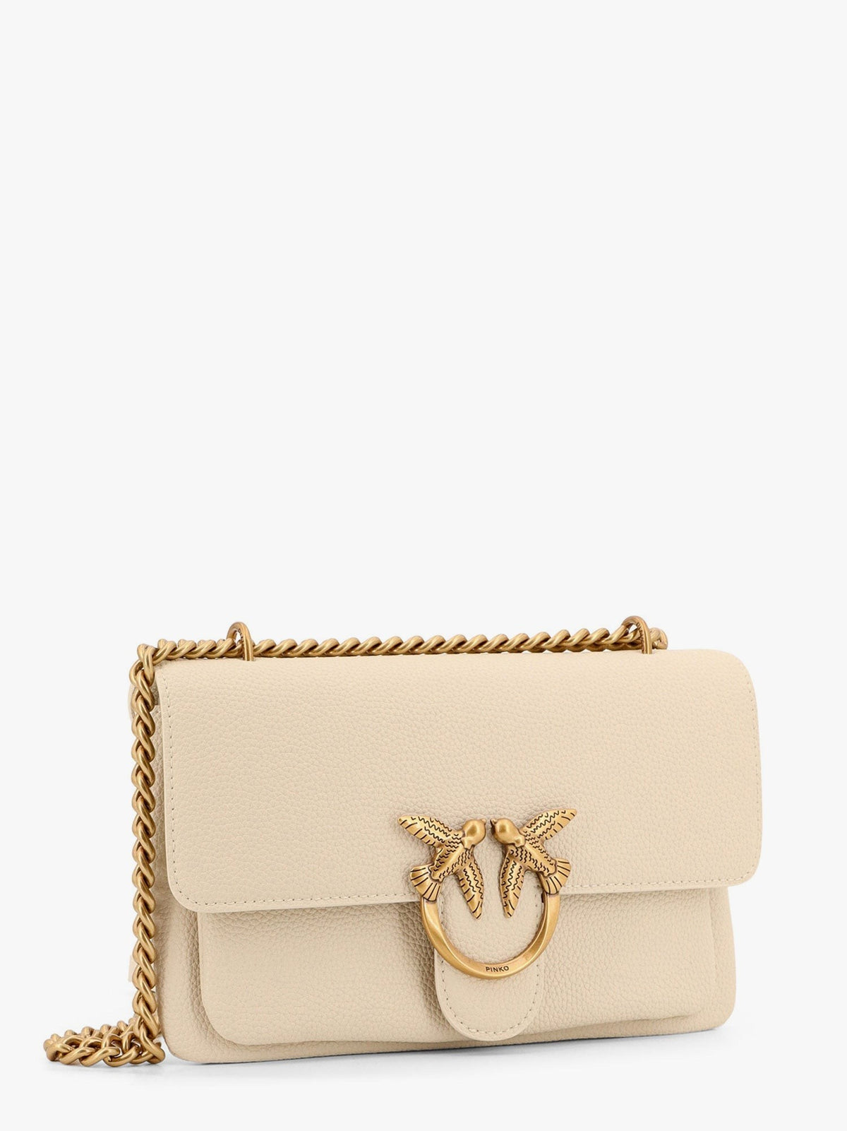Leather shoulder bag with metal love birds buckle 3
