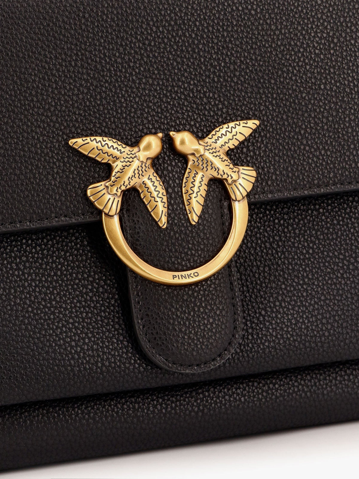 Leather shoulder bag with metal love birds buckle 5