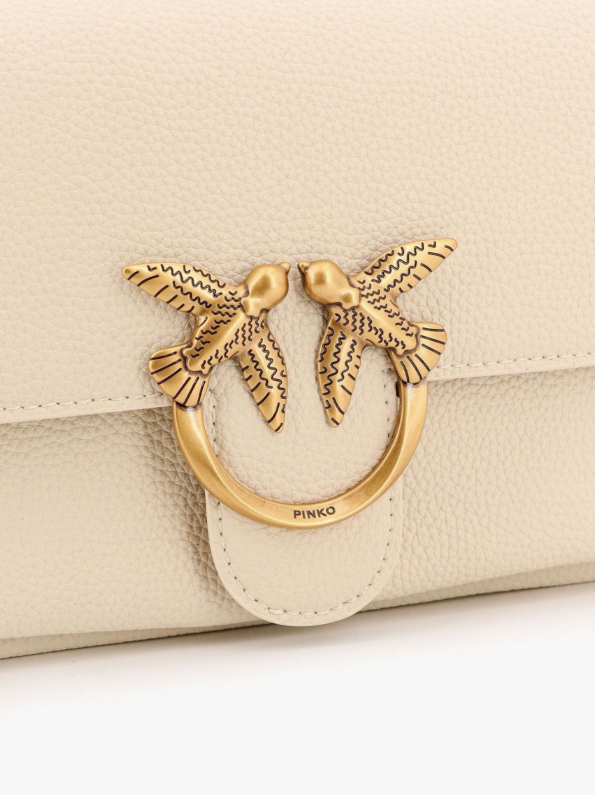 Leather shoulder bag with metal love birds buckle 5