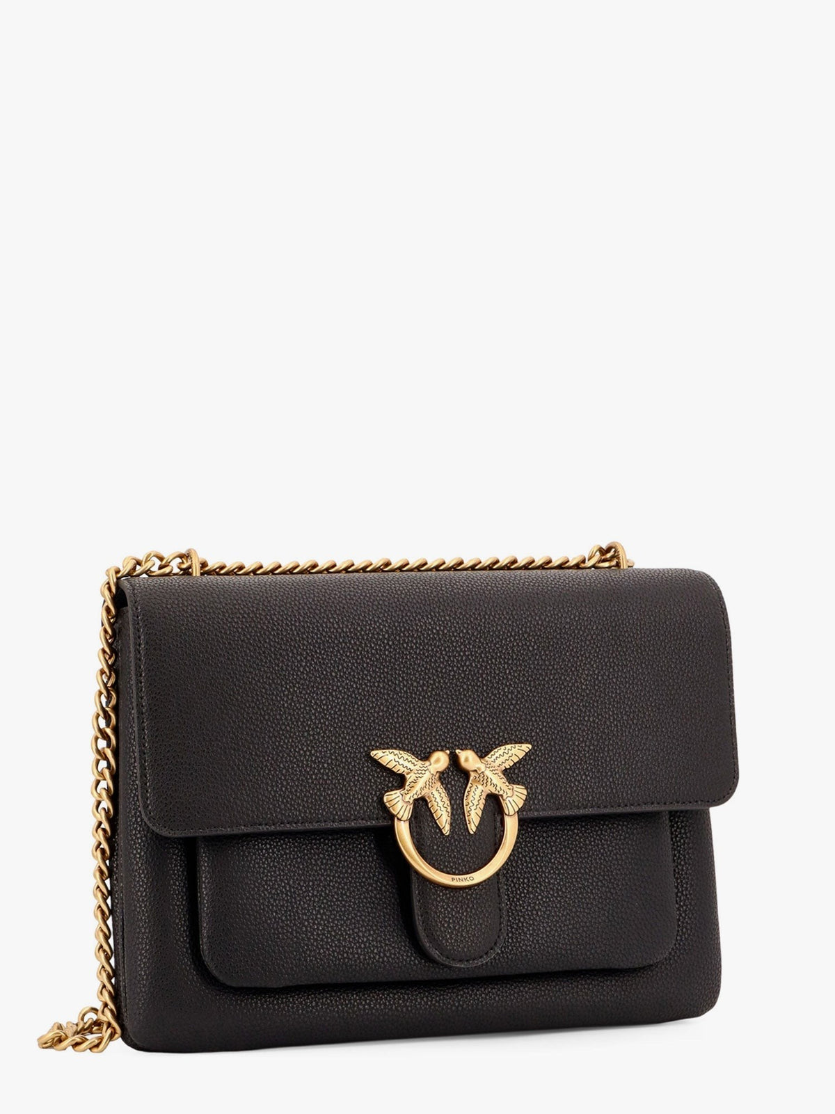 Leather shoulder bag with metal love birds buckle 3