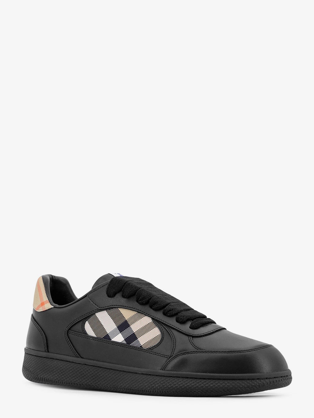 Leather sneakers with Traditional Check inserts 3