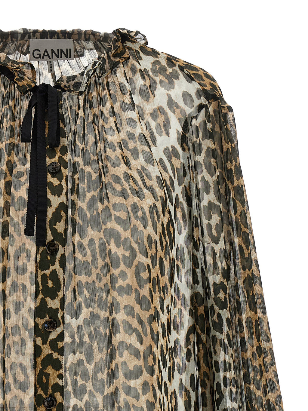 'Leopard Print Chiffon Tie String' shirt 3