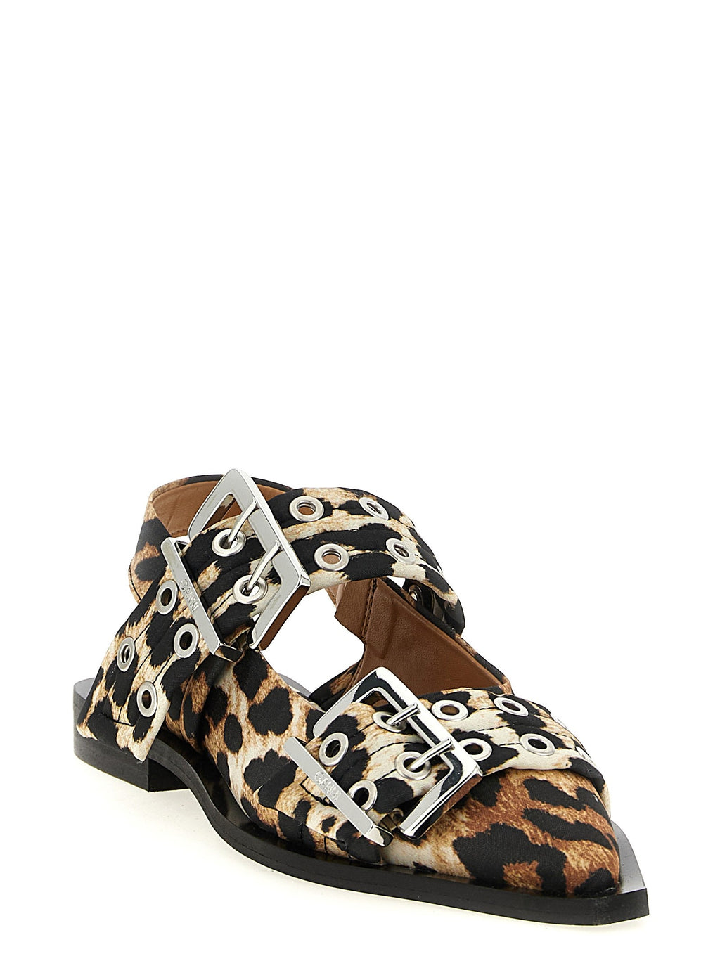 'Leopard Satin Feminine Buckle' slingback 2