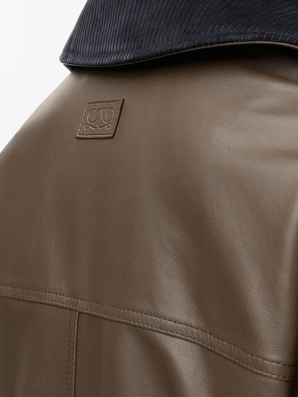 Lightweight nappa leather short jacket with a corduroy collar 3