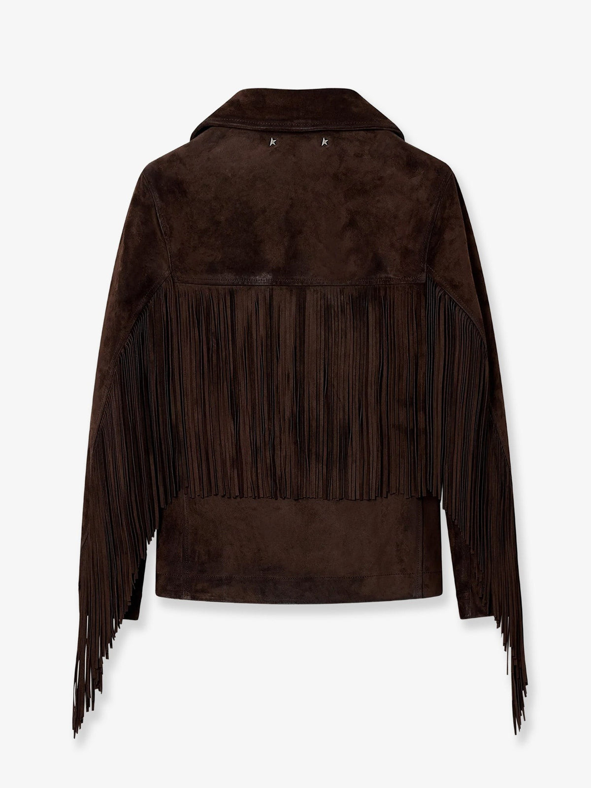 Linda Journey waxed suede jacket with fringes 2