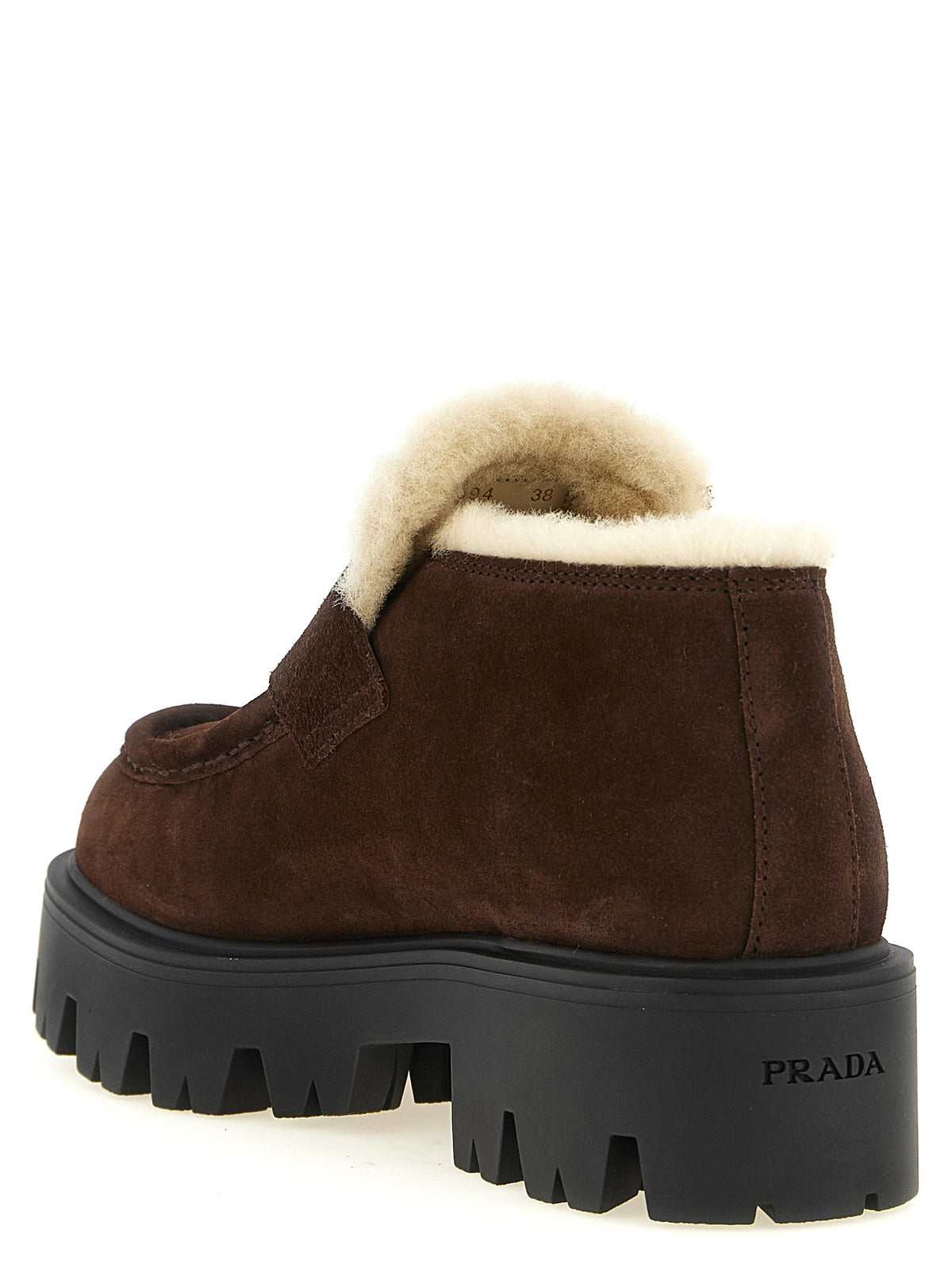 Loafers with fur and enamel logo 3
