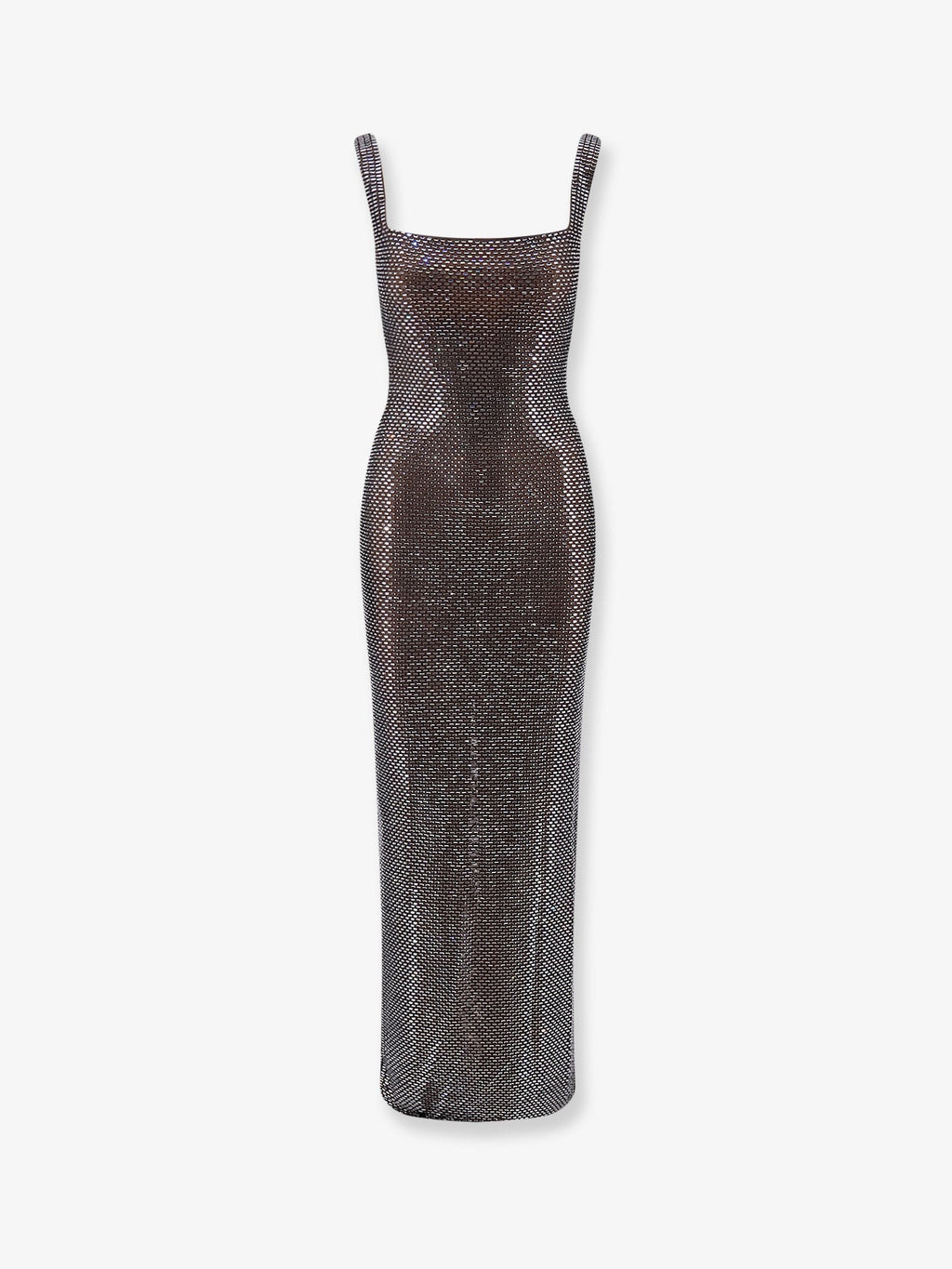 Long dress with all-over rhinestones