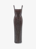 Long dress with all-over rhinestones