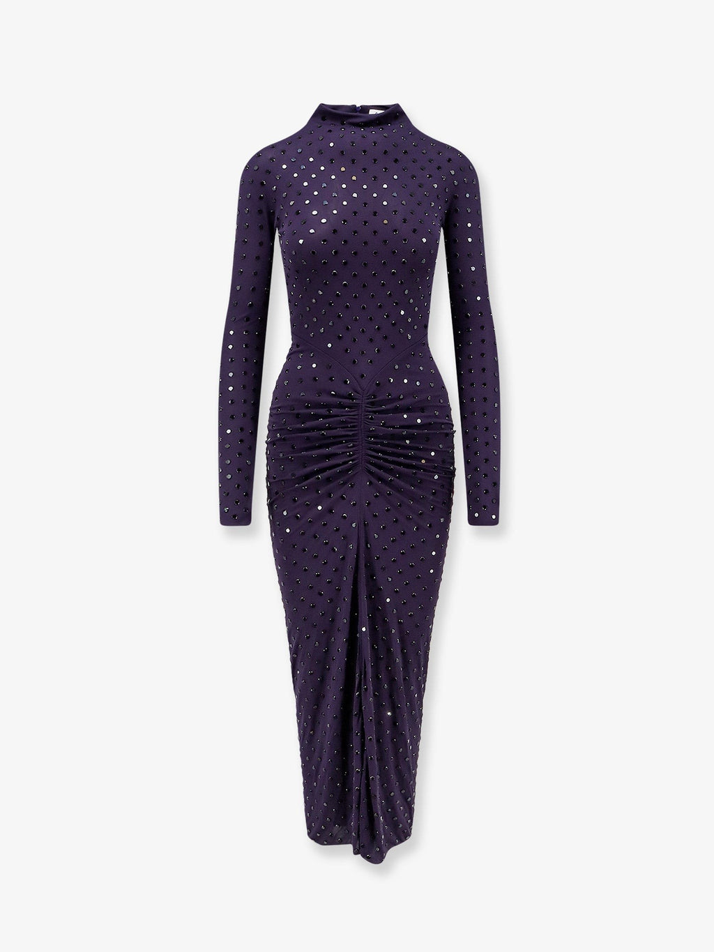 Long viscose dress with all-over rhinestones