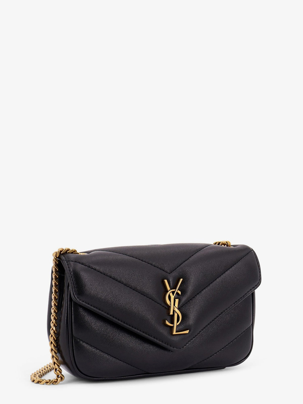 Loulou Mini leather crosbody bag with chevron stitching 4