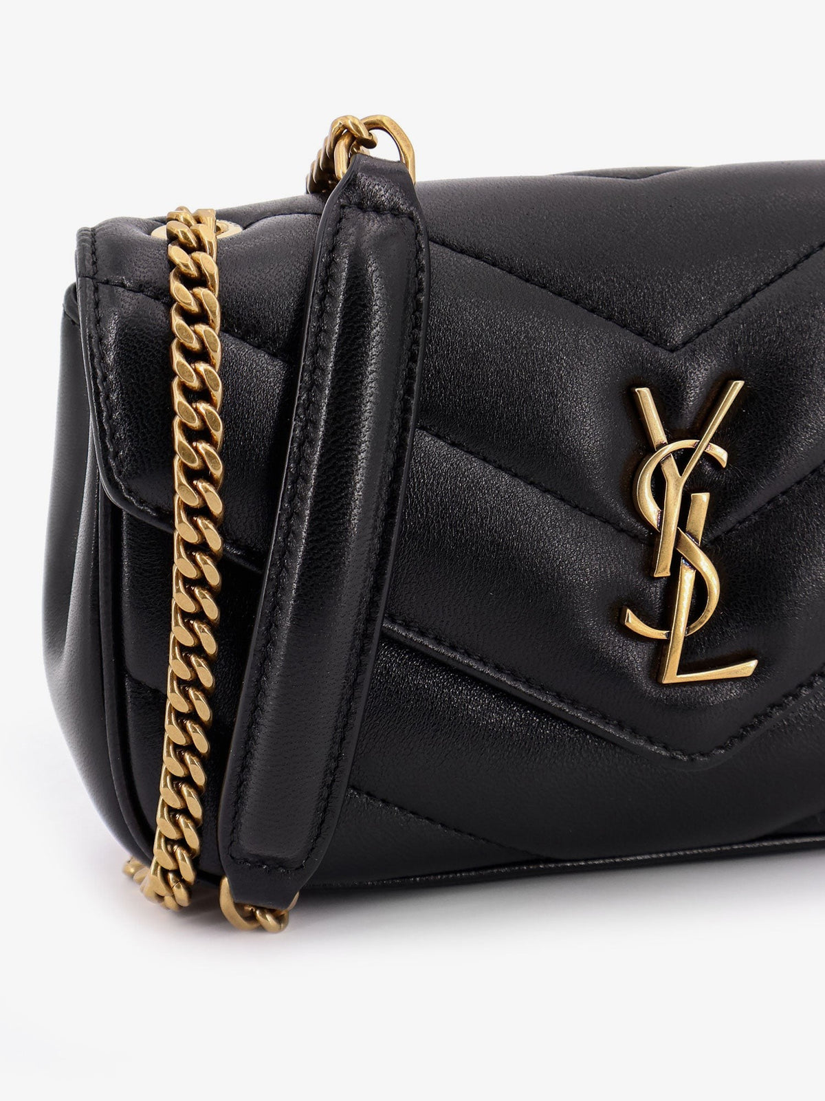 Loulou Mini leather crosbody bag with chevron stitching 5