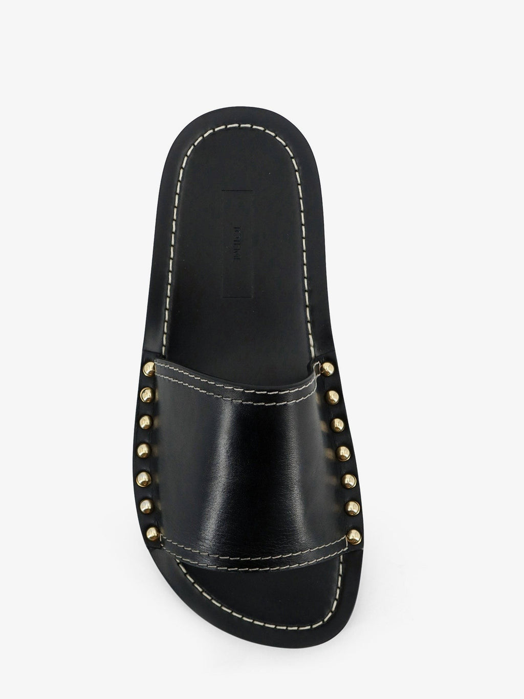 Low leather sandals with metal studs on the sides 4