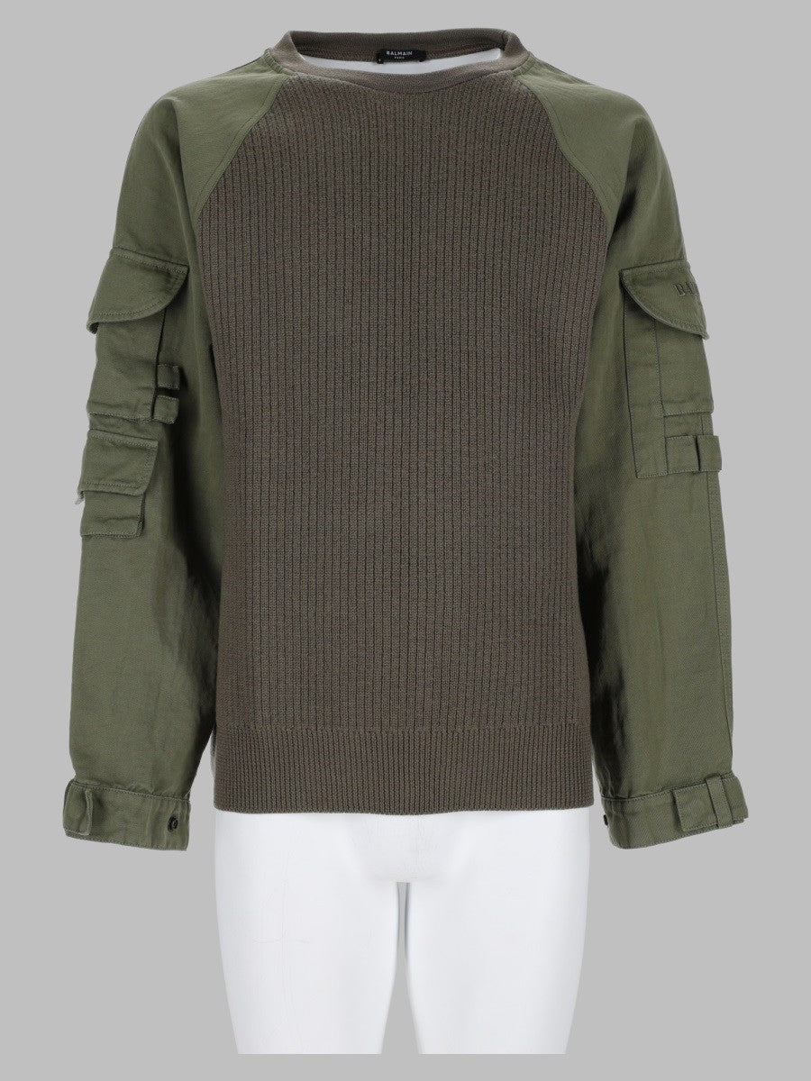 Maglia Cargo In Lana Con Inserti In Cotone