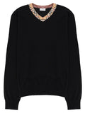 MAGLIA IN LANA MERINO CON SCOLLO "CHECK"