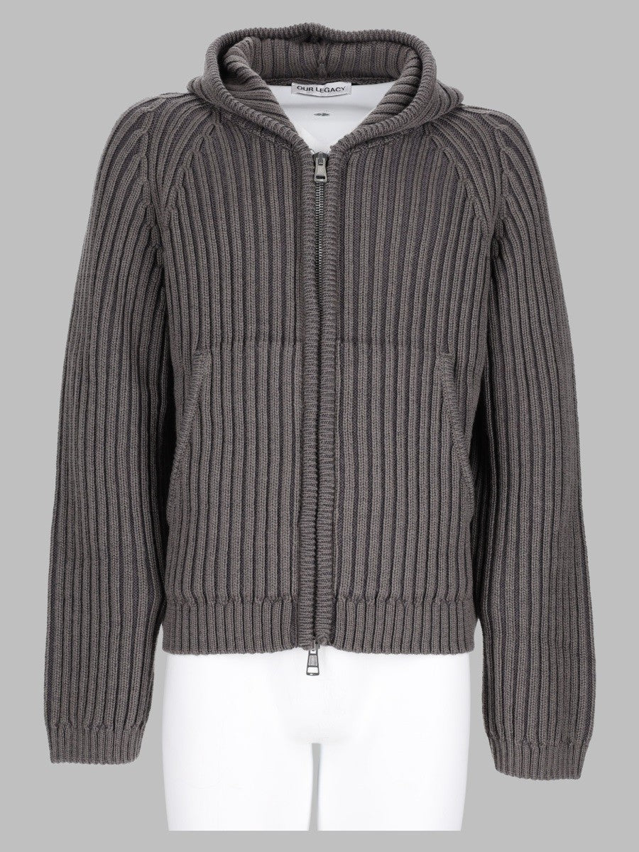 Maglia In Lana Merino Con Zip e Cappuccio